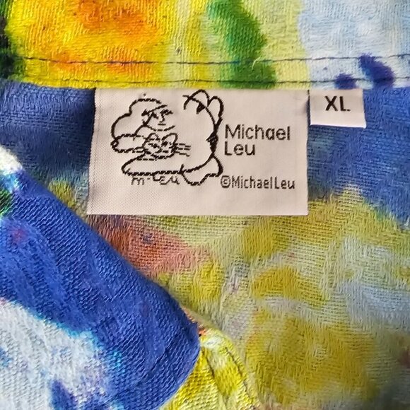 Michael Leu Womens Art To Wear, Bridge, Water, Cotton, Button Front, Gems, Sz XL - Picture 5 of 10